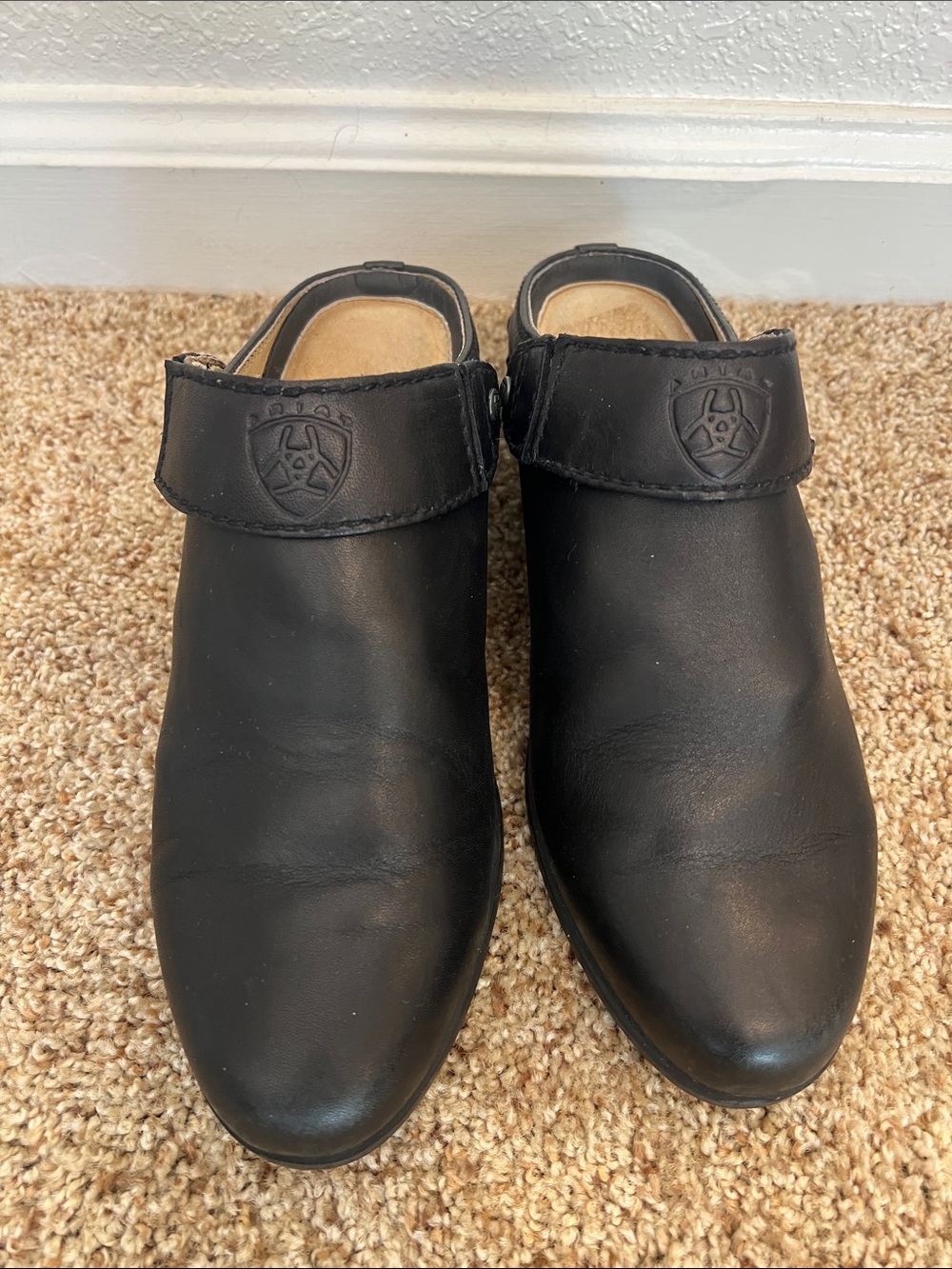 Ariat Black Leather Slip-On Clog Mules